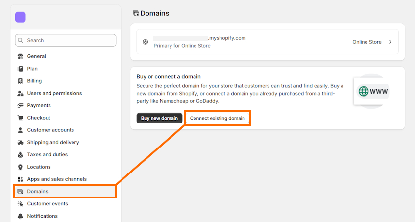 Connect existing domain to Shopify