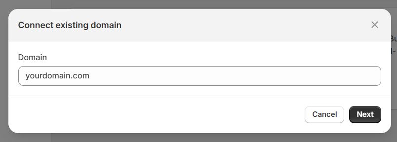 Insert domain name to Shopify