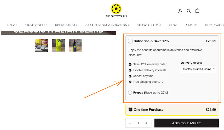 Subscription billing example