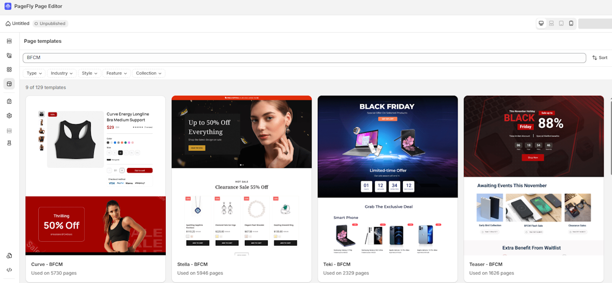 PageFly BFCM templates