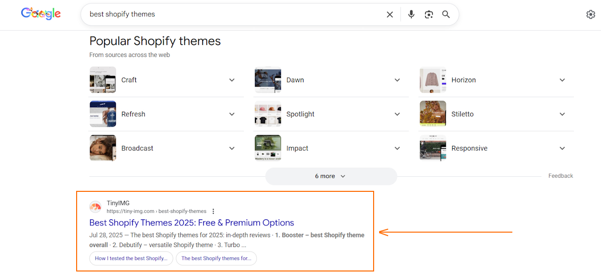 TinyIMG ranks in the first SERP