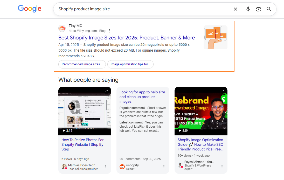 TinyIMG ranked in Google
