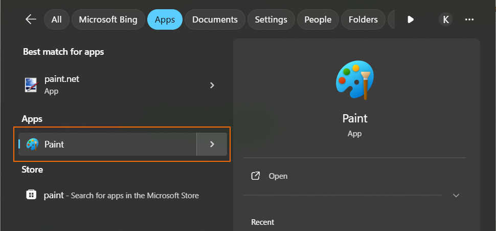 Open Paint on Windows