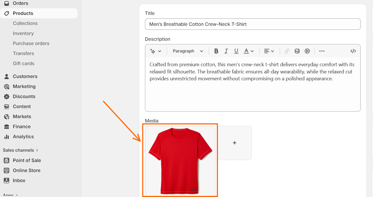 Open an image on Shopify