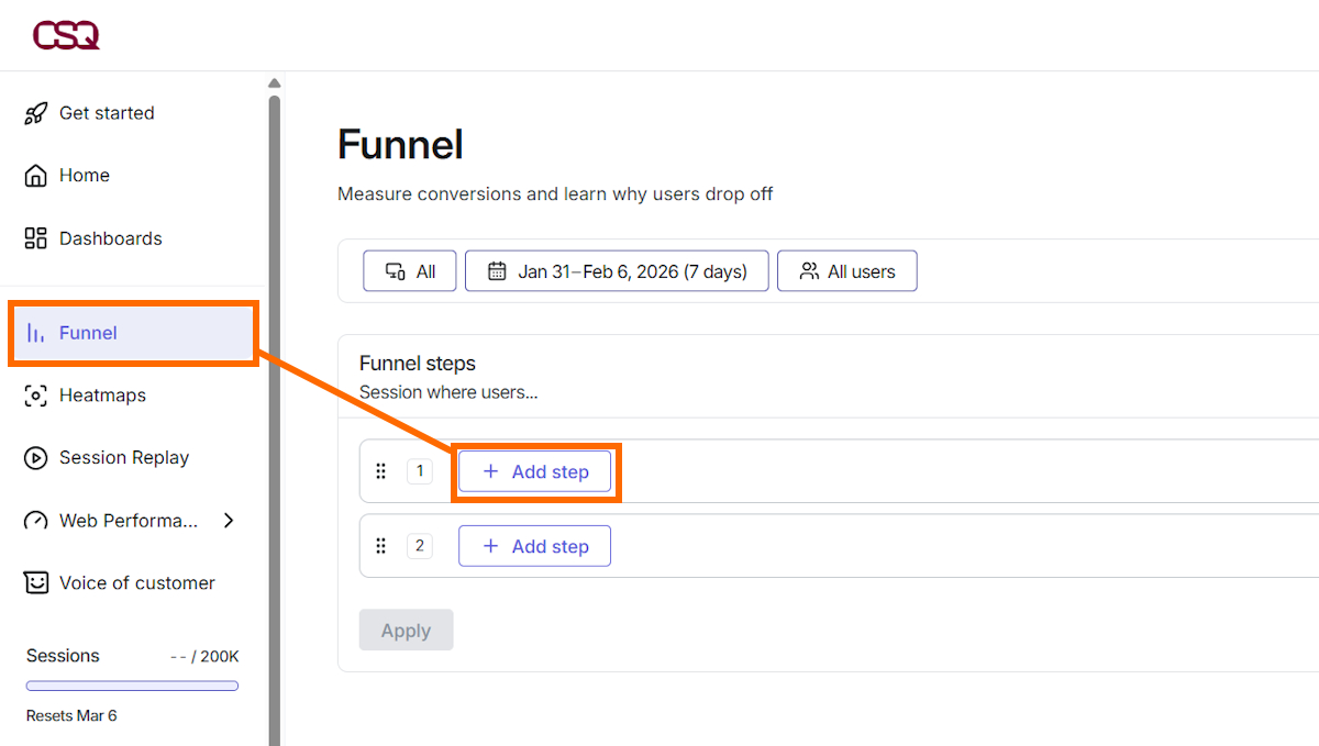 Add funnel on Hotjar