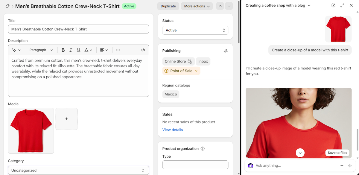 Shopify Sidekick product photo creation