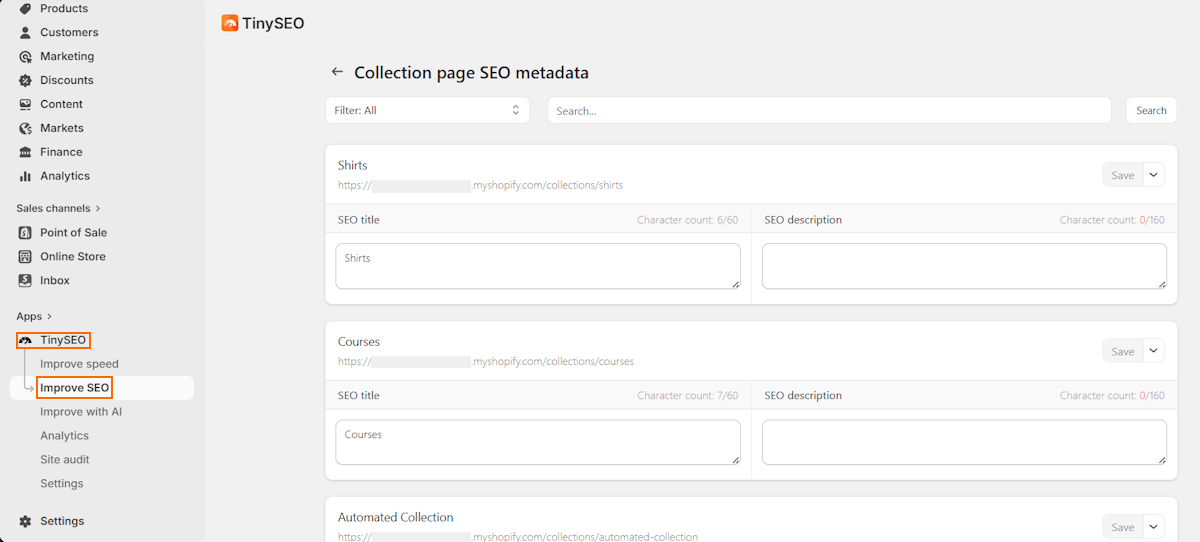 TinyIMG metadata bulk optimization