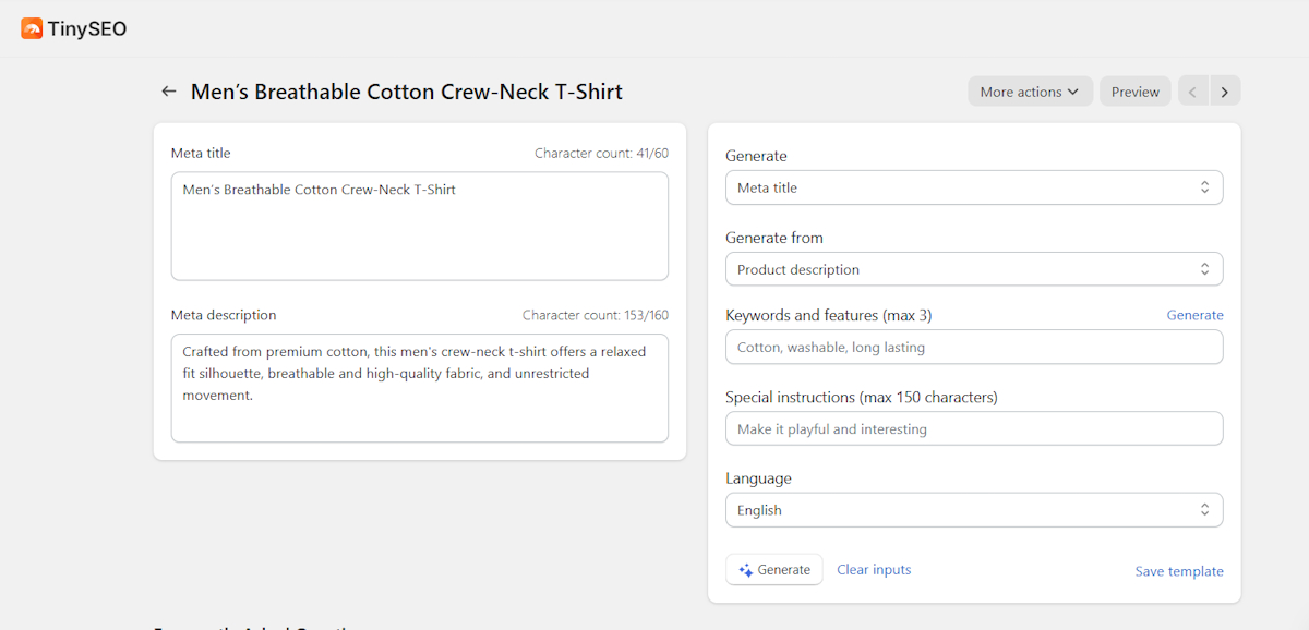 TinyIMG AI metadata generation