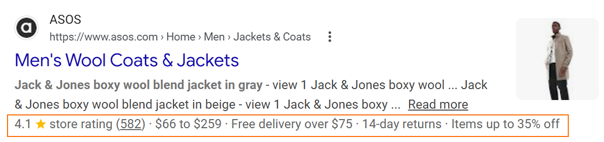 Google Rich results example