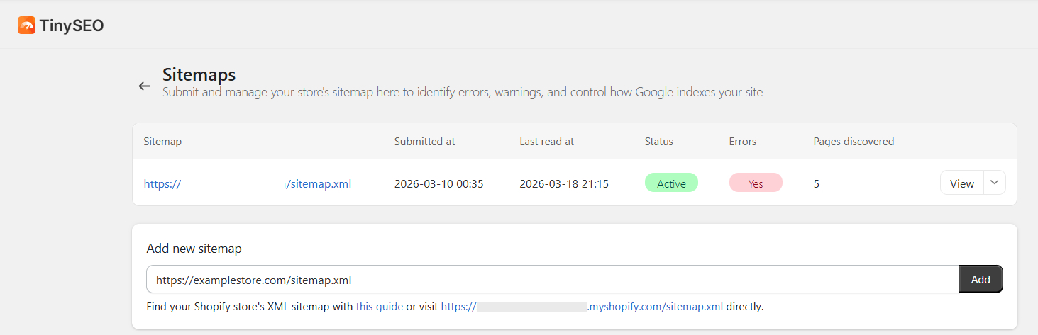 TinyIMG sitemap management