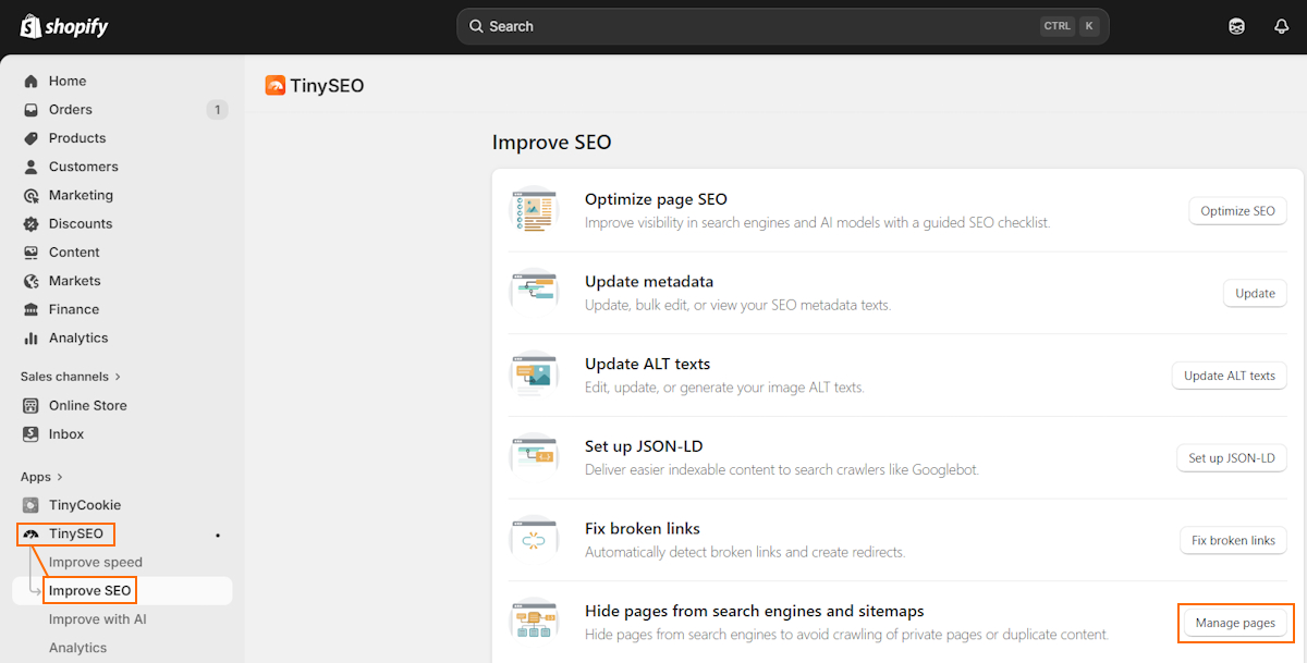 TinyIMG feature for page indexing