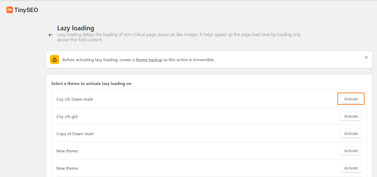 Enable lazy loading with TinyIMG