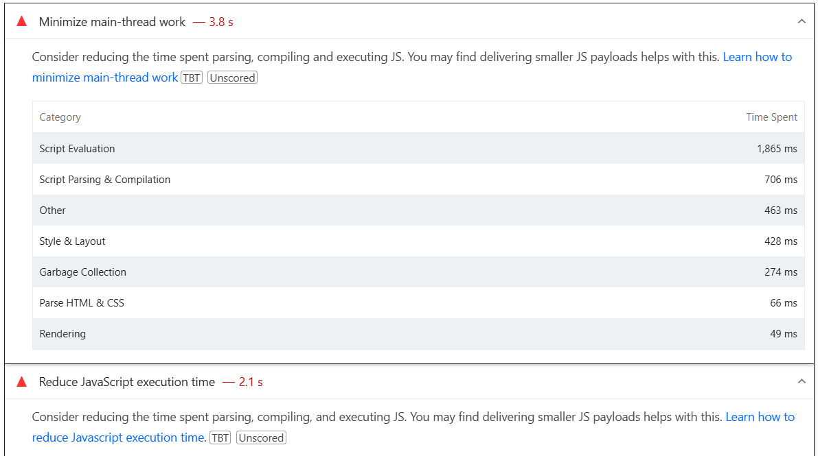 PageSpeed Insights signs that store is loading too many scripts