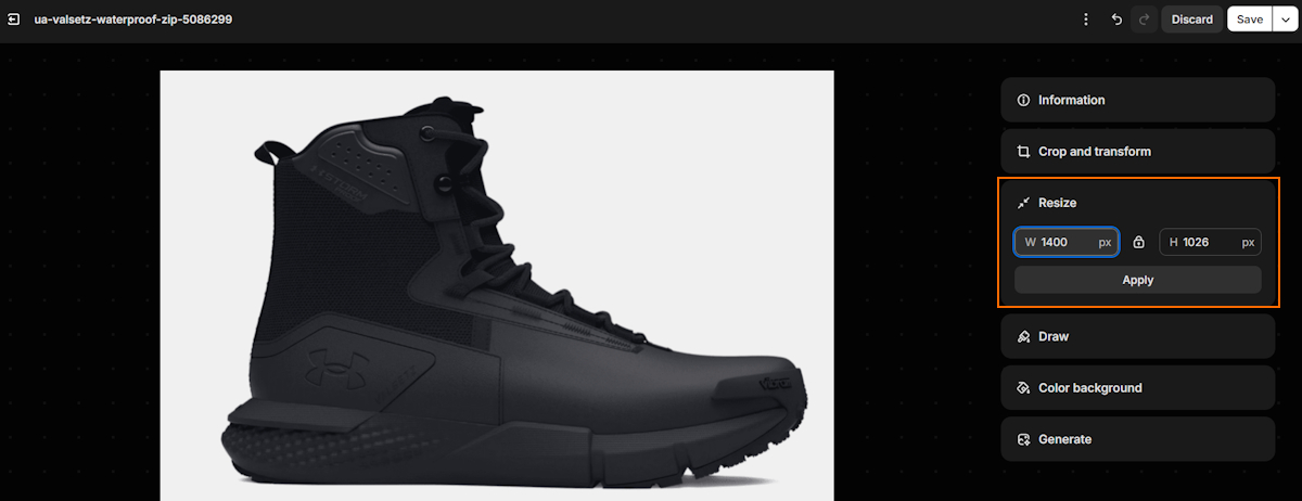 Resize Shopify image