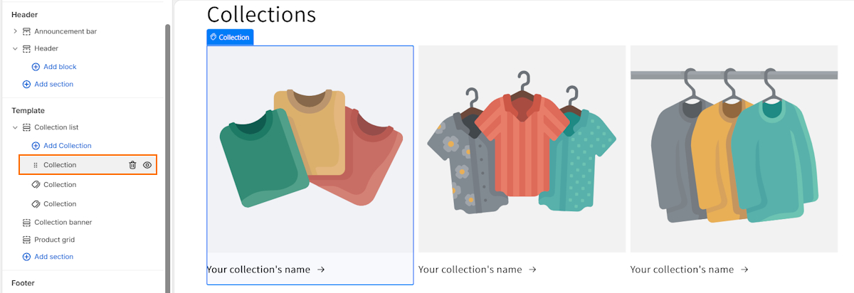 Customize the collection list