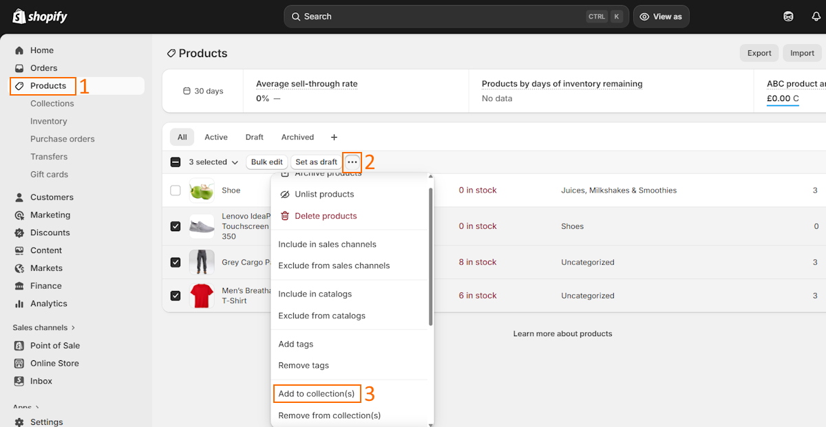 How to add products to a sub-collection in bulk