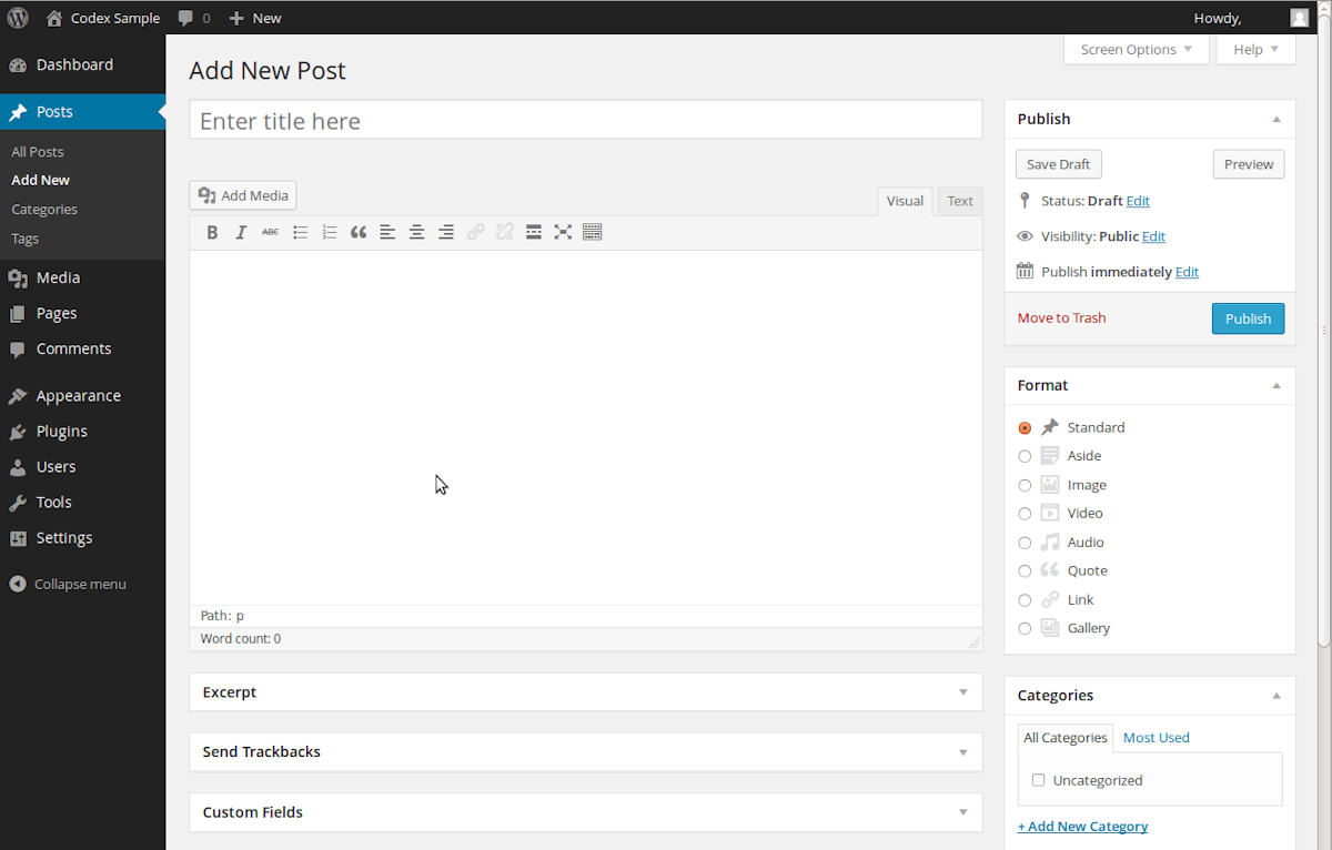 WordPress blog editor