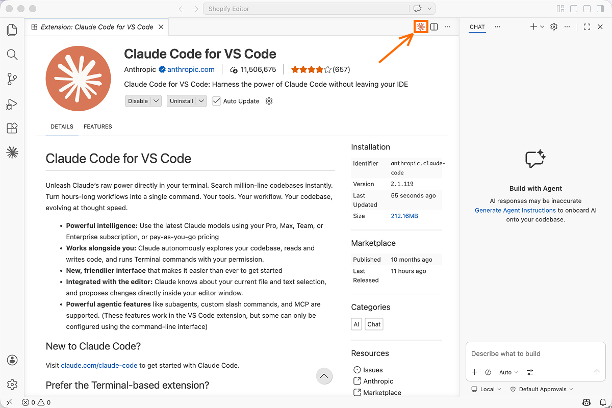Claude chatbox on Visual Studio Code