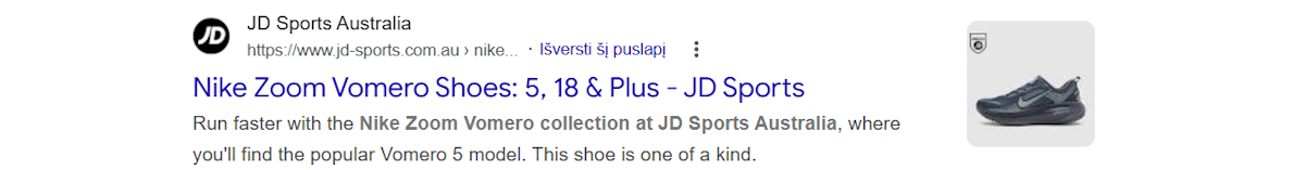 Meta title and meta description example
