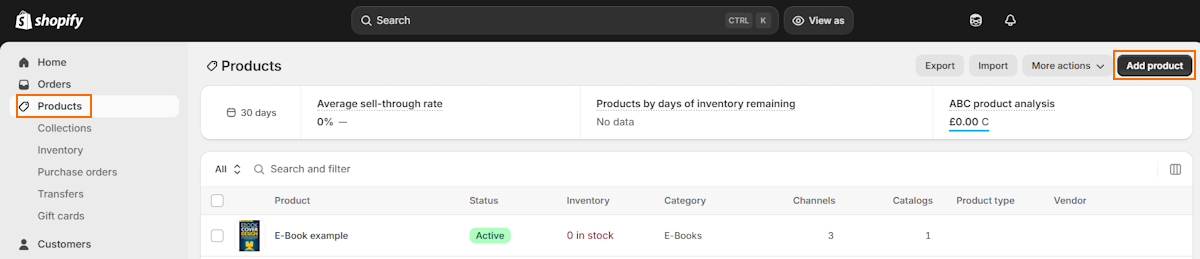 Add product to Shopify