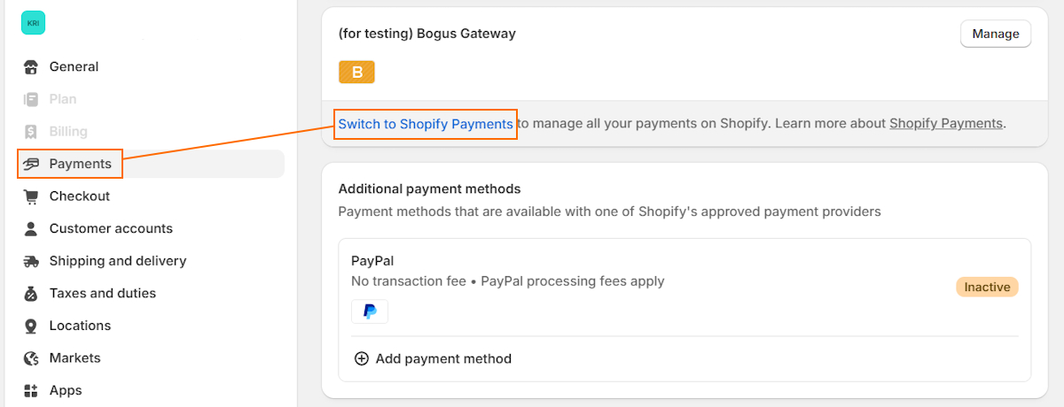 Set up Shopify Payments