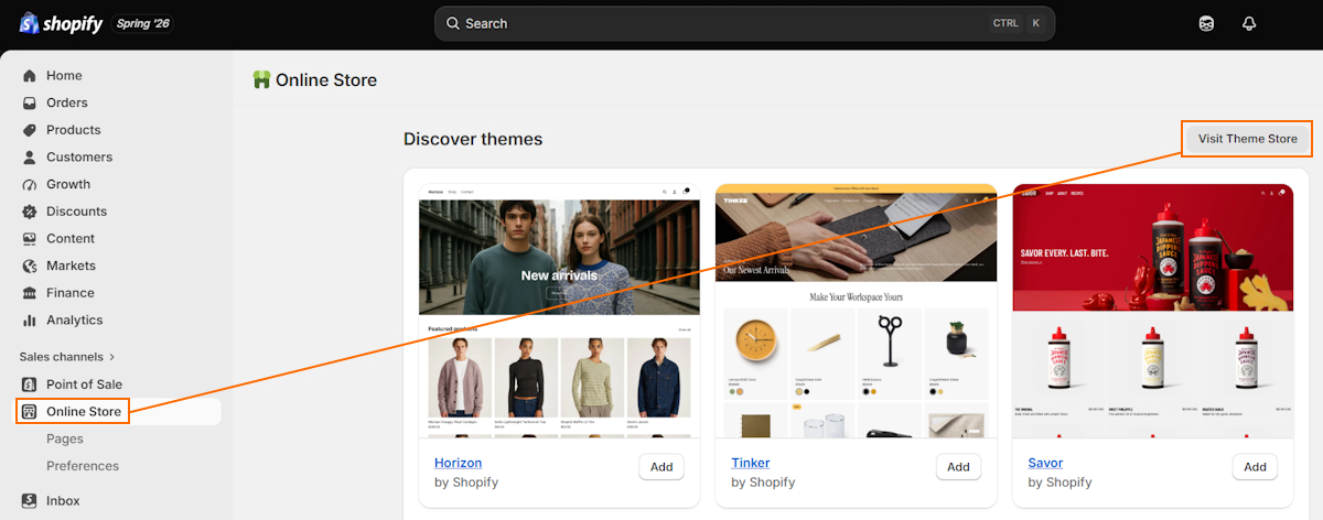 Visit Shopify theme store
