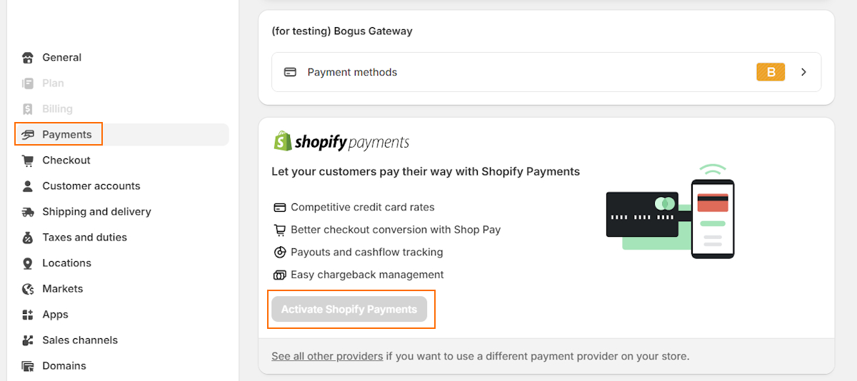 Set up Shopify Payments