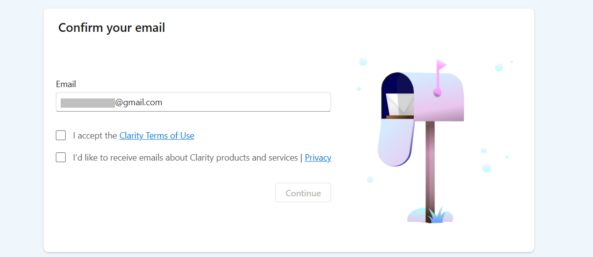 Confirm email for Clarity