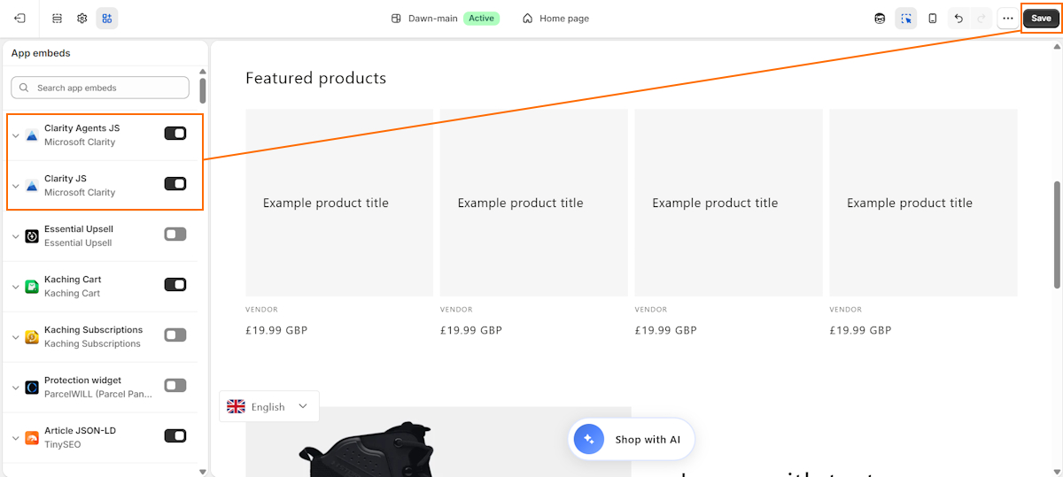Embed Microsoft Clarity on Shopify theme