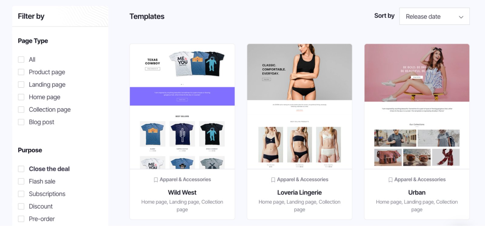 GemPages landing page library of templates