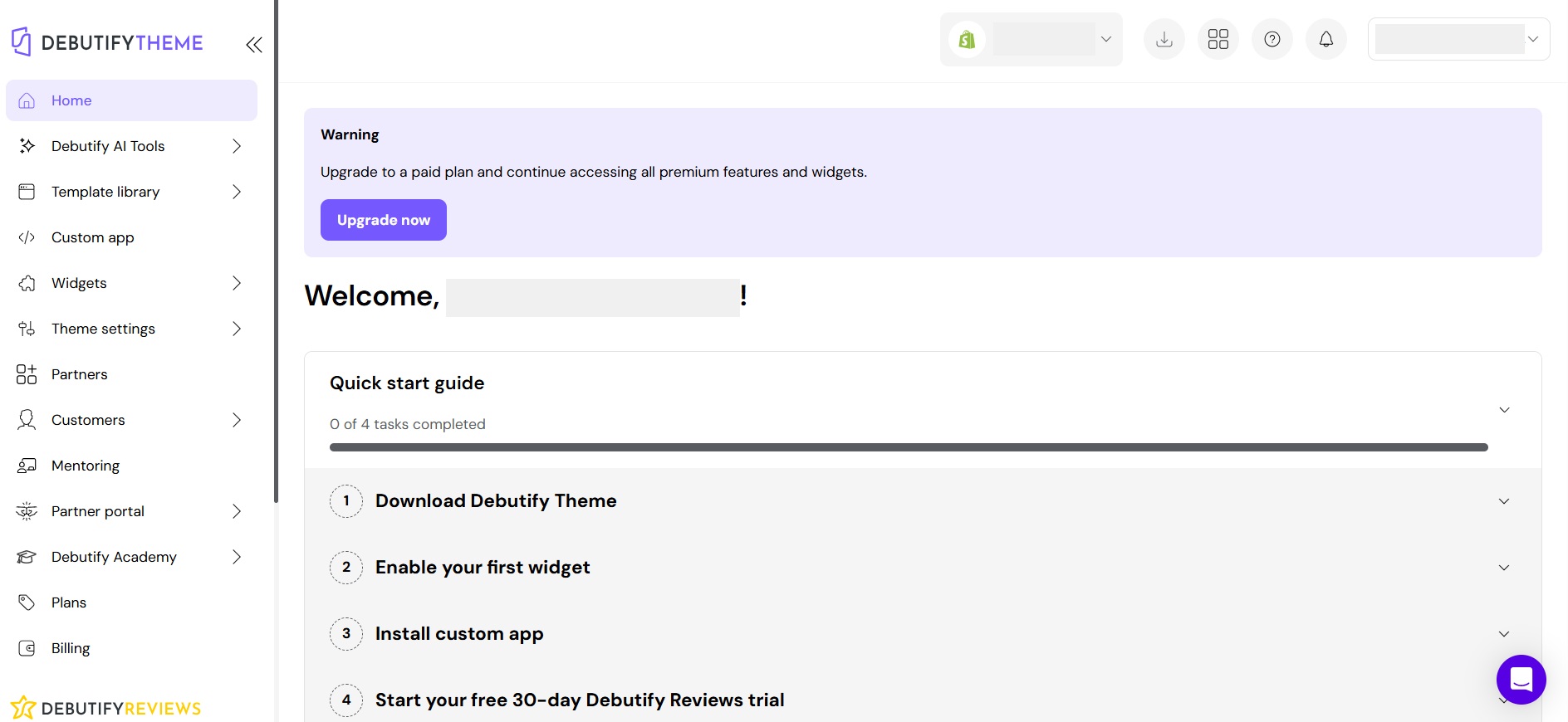 Debutify theme Admin portal