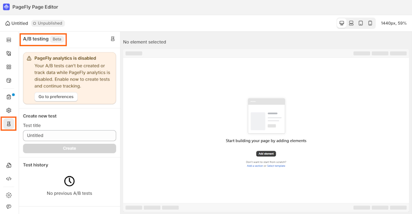 PageFly A/B testing tool