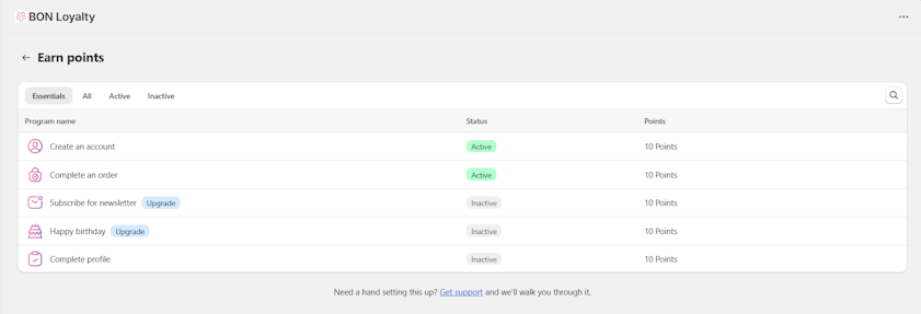BON Loyalty earn points program