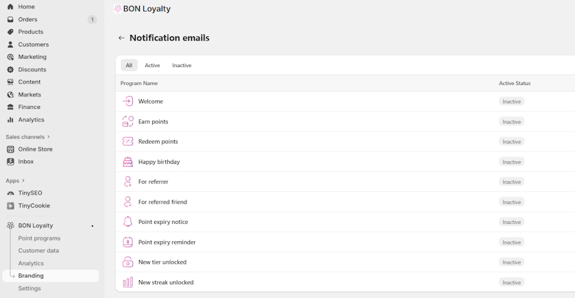 BON Loyalty automated emails