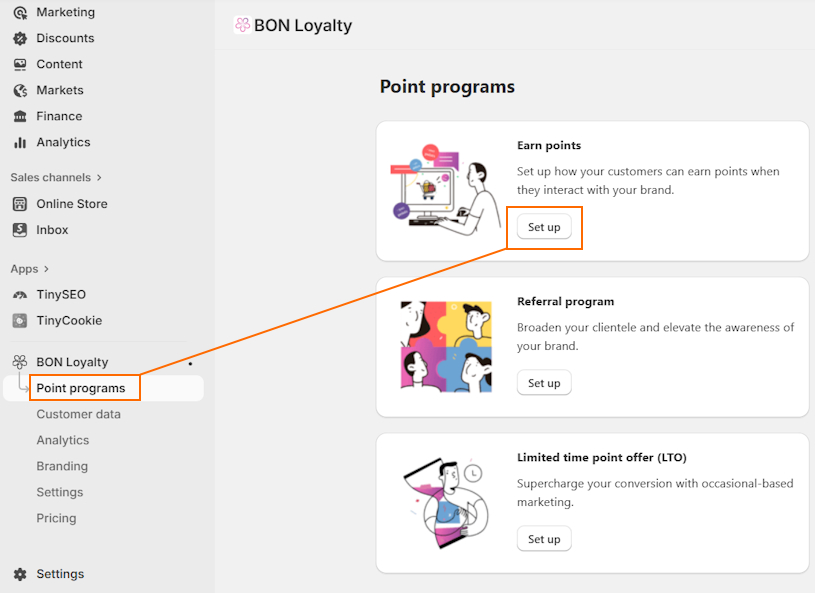 BON Loyalty point program setup