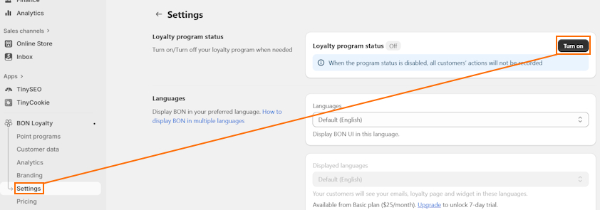 BON Loyalty loyalty program status activation