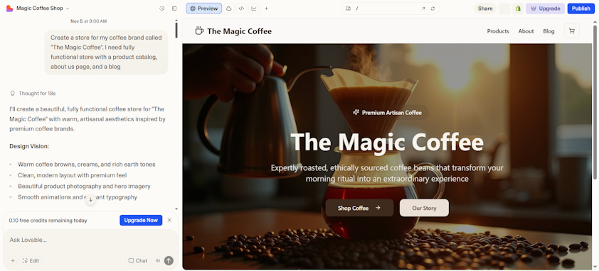 Lovable AI website builder