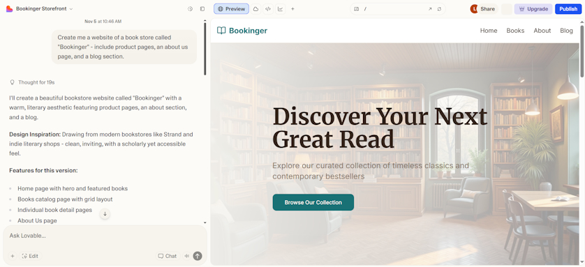 Lovable Shopify AI website generator