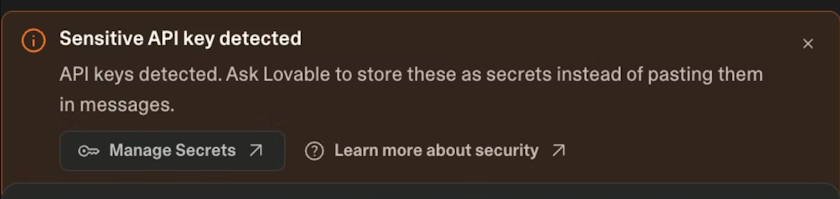 Lovable API key detection