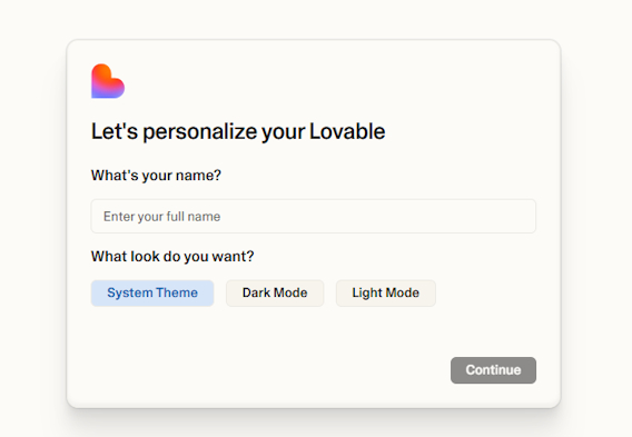 Create a Lovable account
